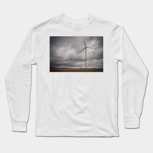 Windmill Against Cloudy Sky Long Sleeve T-Shirt